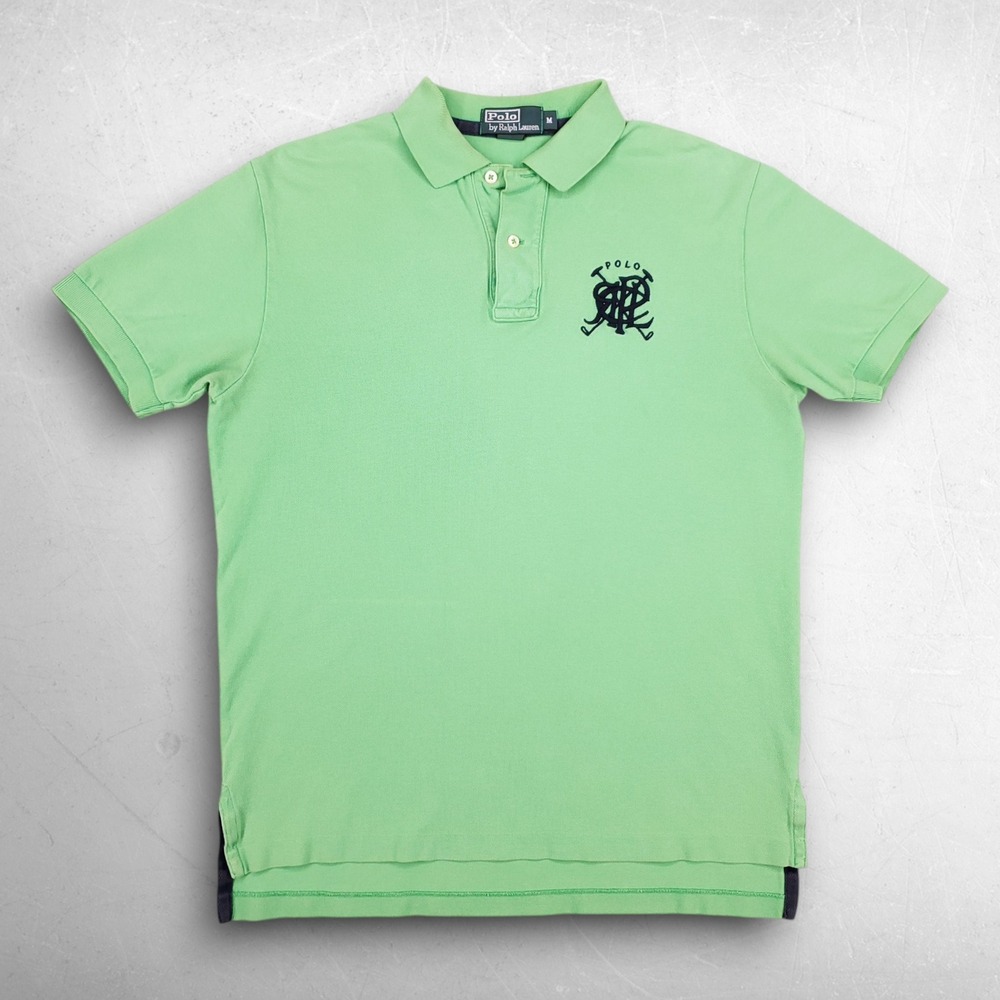 VTG 90s Polo Ralph Lauren PRLC Crest Polo Shirt Men M Green Preppy Old Money Y2K